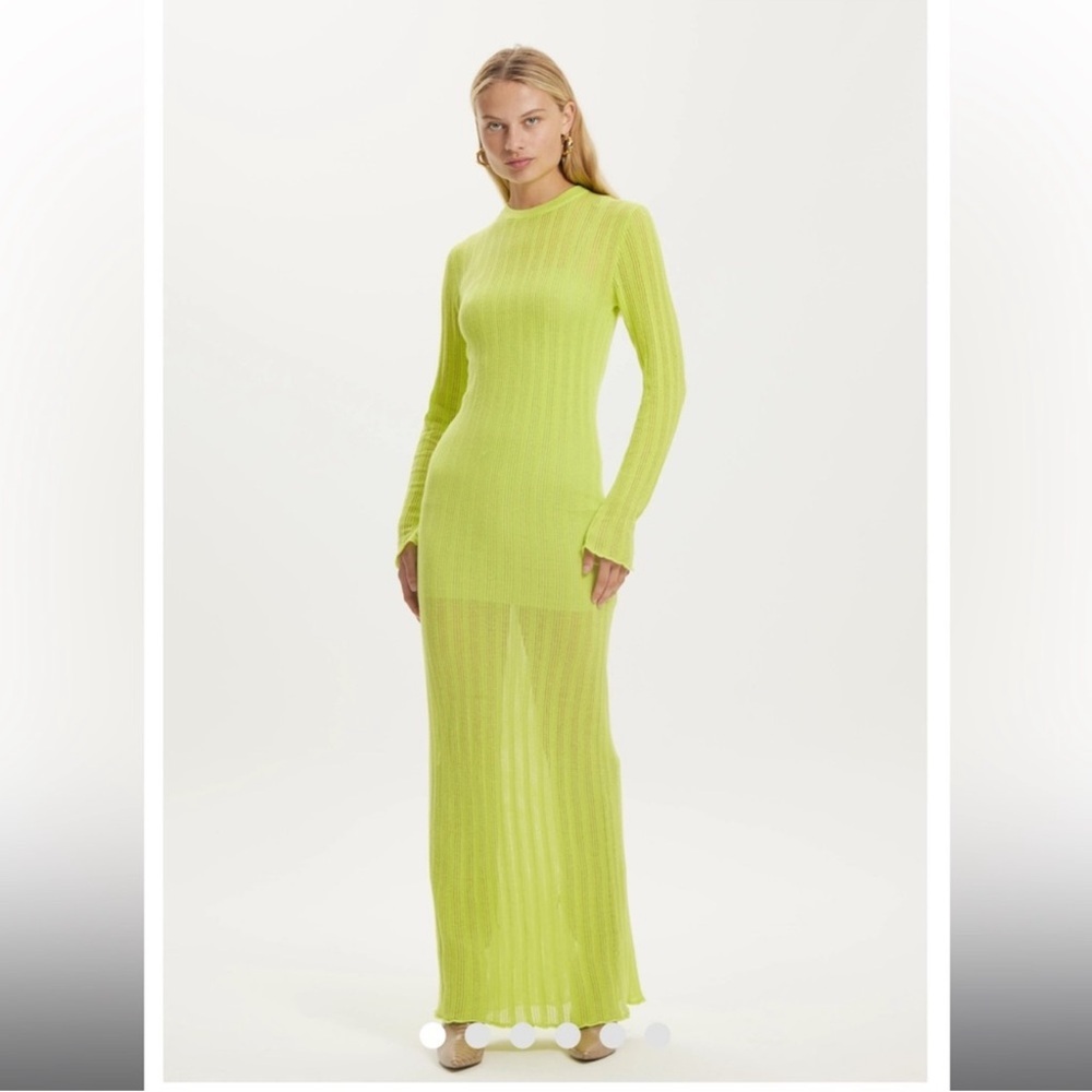 THIRD FORM bright green knit long sleeve maxi dress